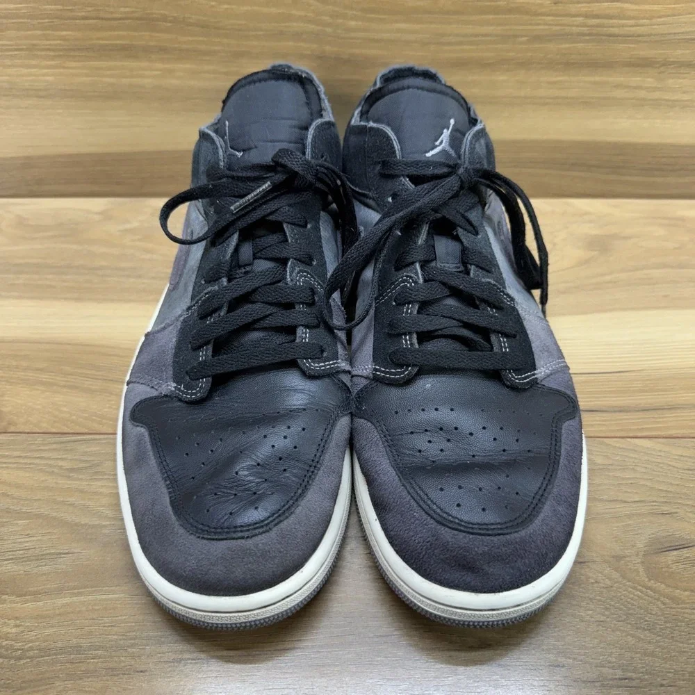 Nike Air Jordan 1 Low Inside Out Sneakers Mens 11.5 Charcoal Gray Black Suede